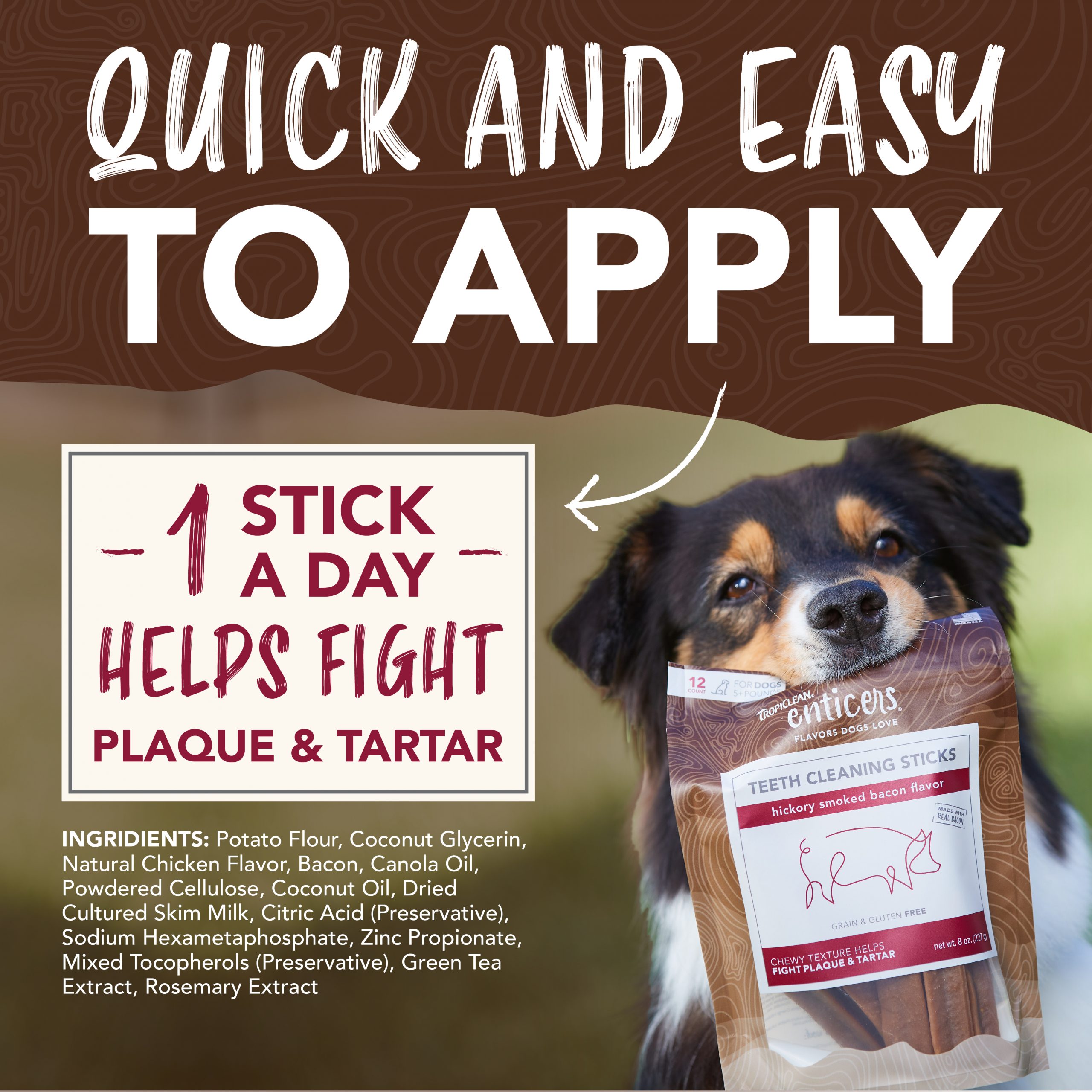 Teeth Cleaning Sticks for Dogs – Hickory Smoked Bacon Flavor