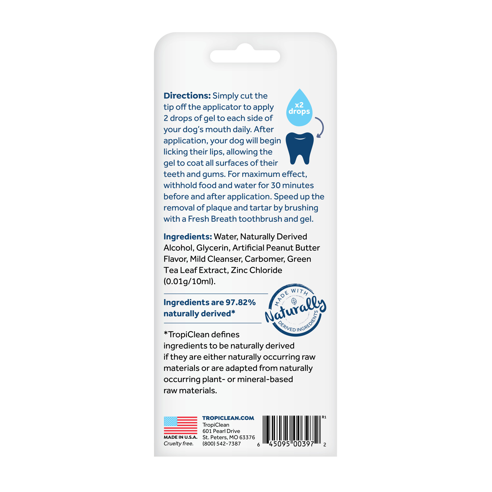 Vet Recommended Peanut Butter Oral Care Clean Teeth Gel for Dogs