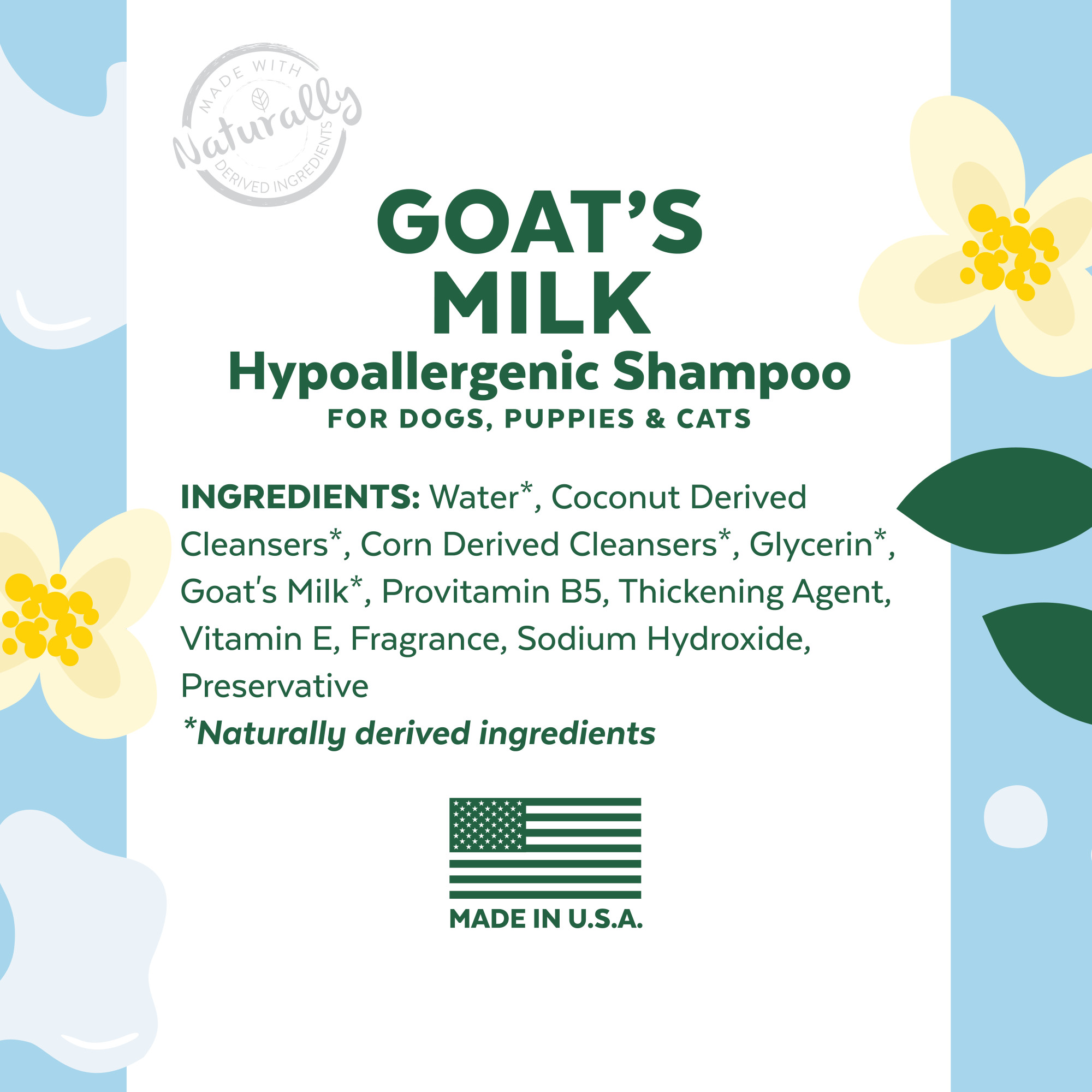 Goat’s Milk Hypoallergenic Shampoo for Dogs, Puppies and Cats