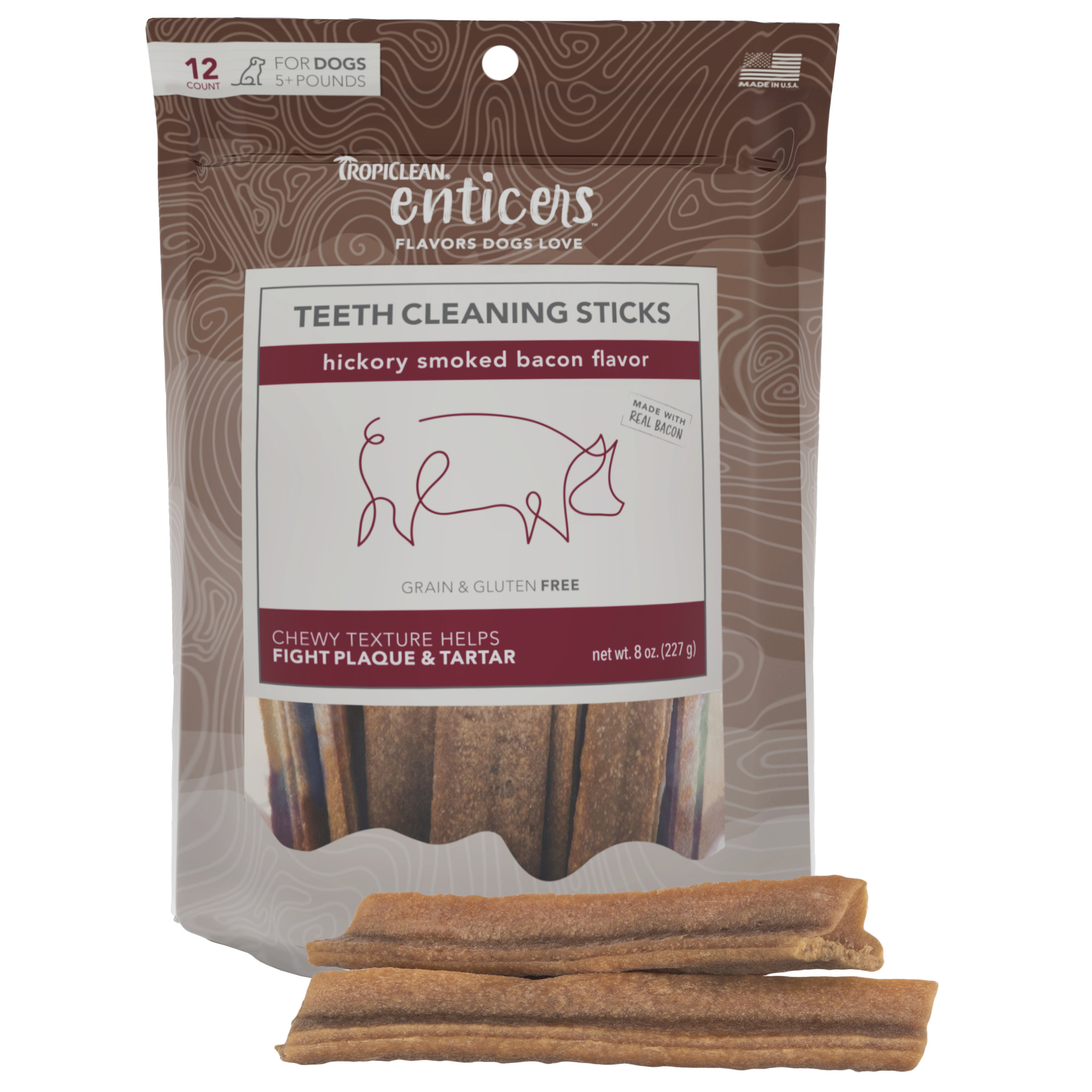 Teeth Cleaning Sticks for Dogs – Hickory Smoked Bacon Flavor