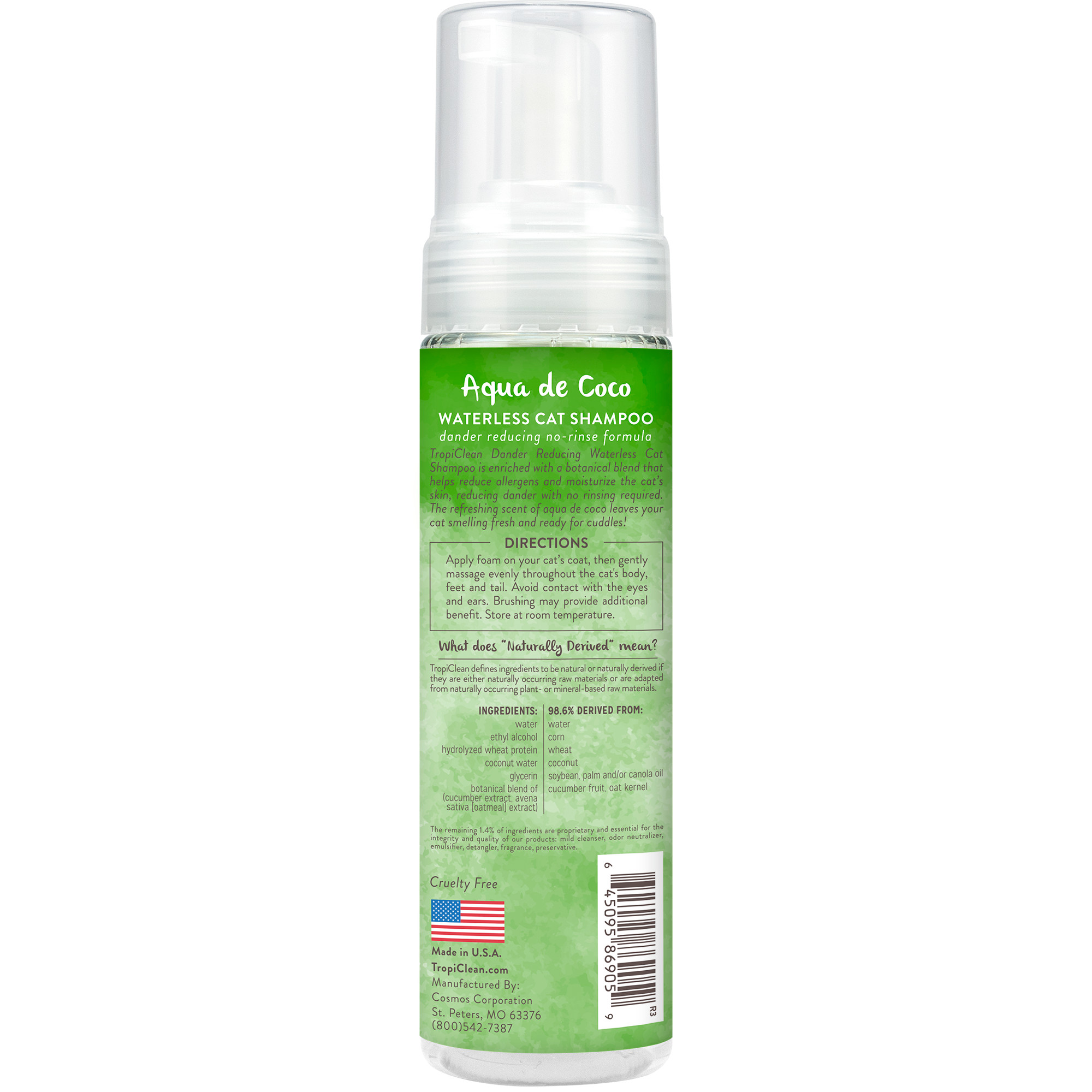 Aqua de Coco Dander Reducing Waterless Shampoo for Cats